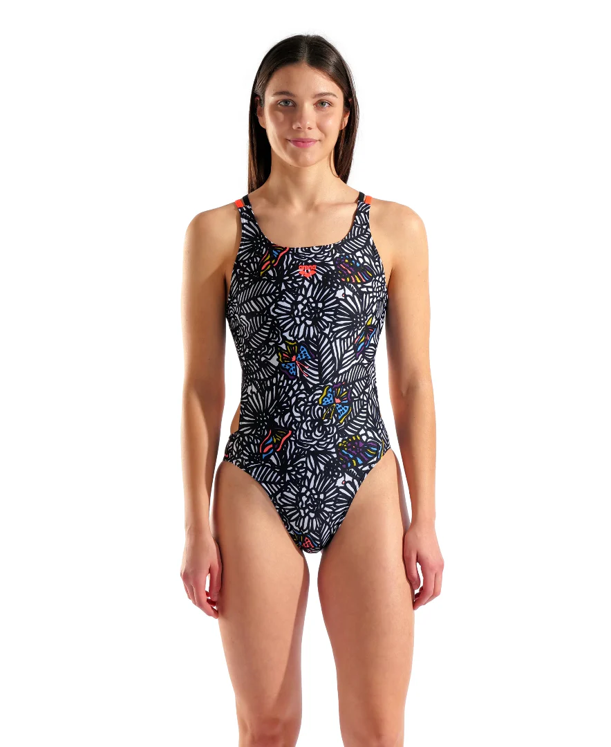 arena Women's Colors Book Swim Tech Back One Piece Swimsuit