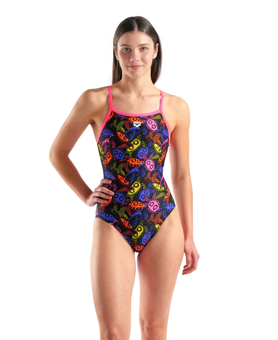 arena Women's Sea Turtles Light Drop Back One Piece Swimsuit