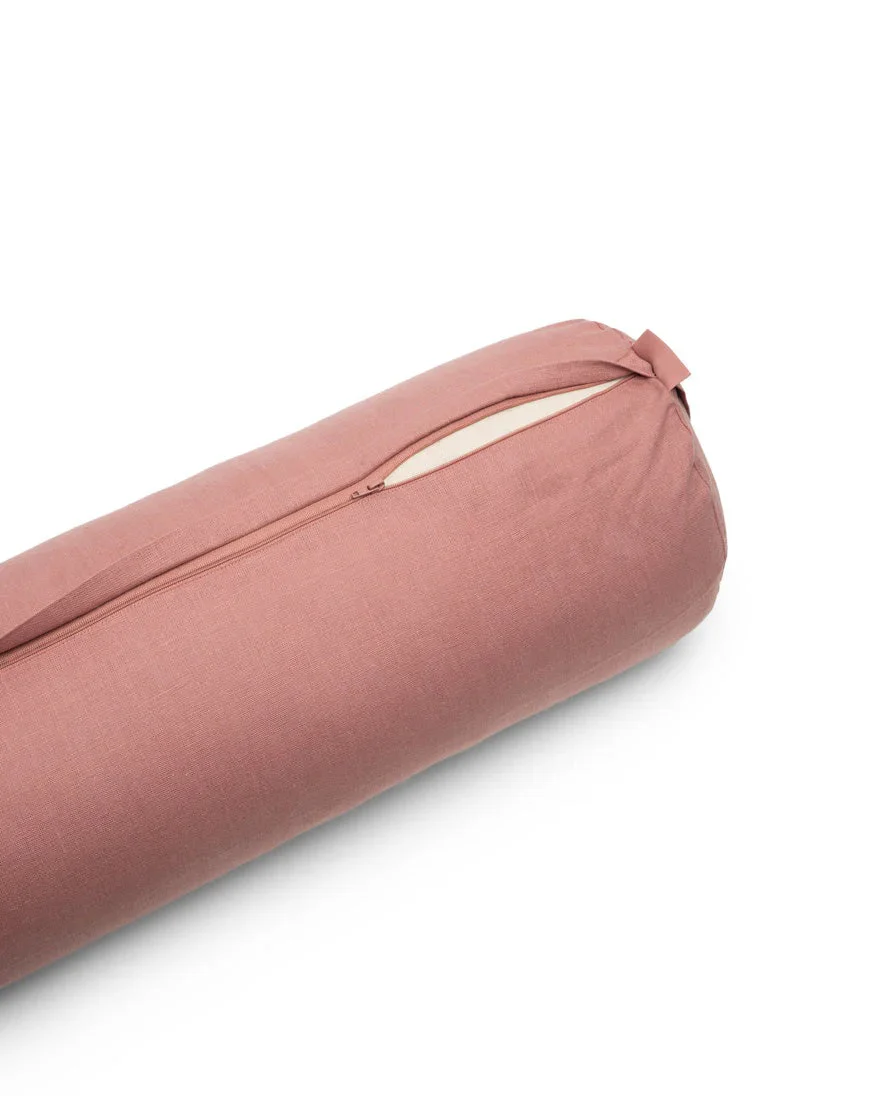 B, Halfmoon Linen Cylindrical Yoga Bolster - Image 2