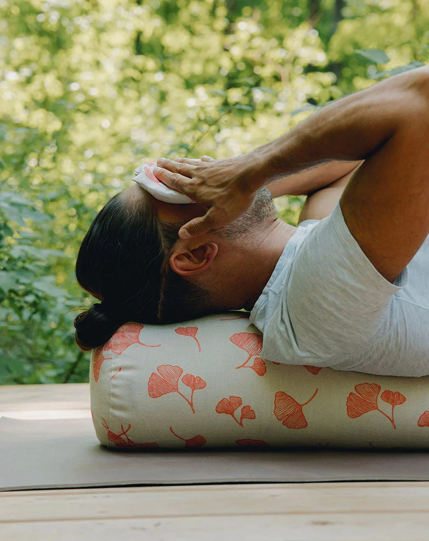 B, Halfmoon Linen Cylindrical Yoga Bolster - Image 4