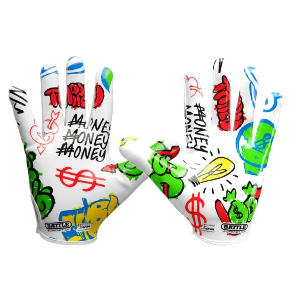 Battle Senior Monopoly Street Art Receiver Football Gloves - Image 2