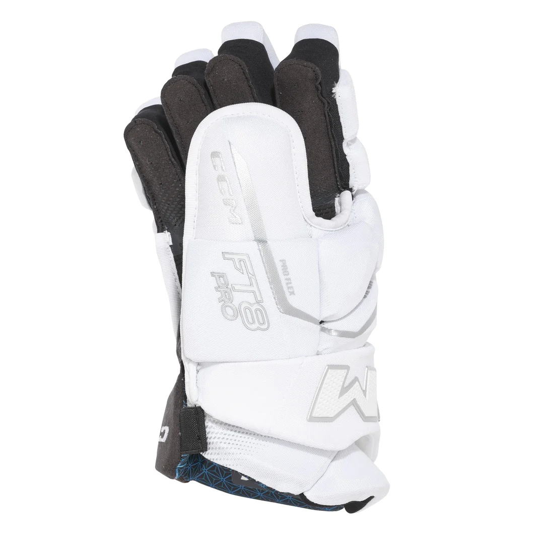 CCM Senior JETSPEED FT8 Pro White Hockey Gloves - Image 2