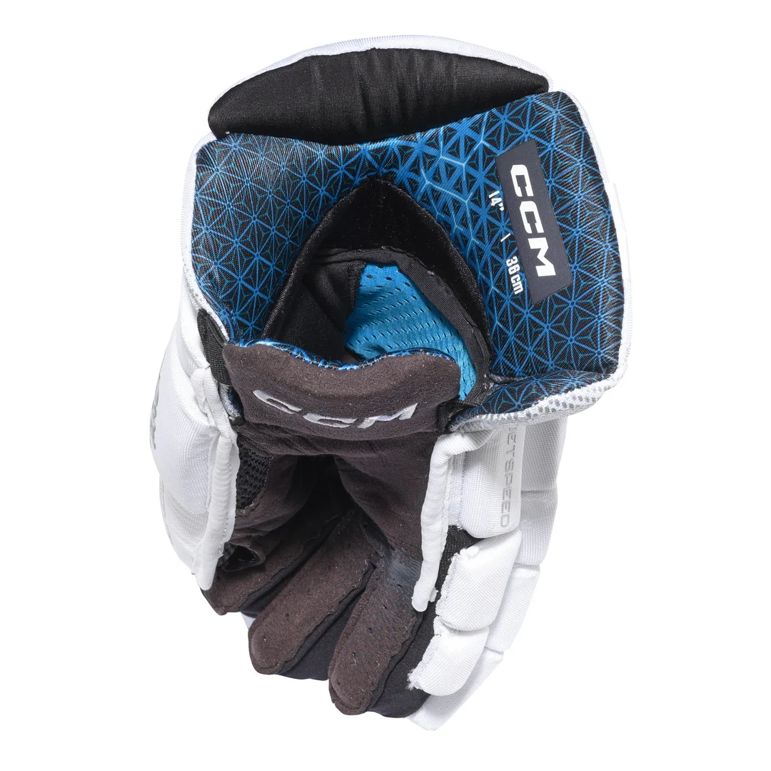 CCM Senior JETSPEED FT8 Pro White Hockey Gloves - Image 3