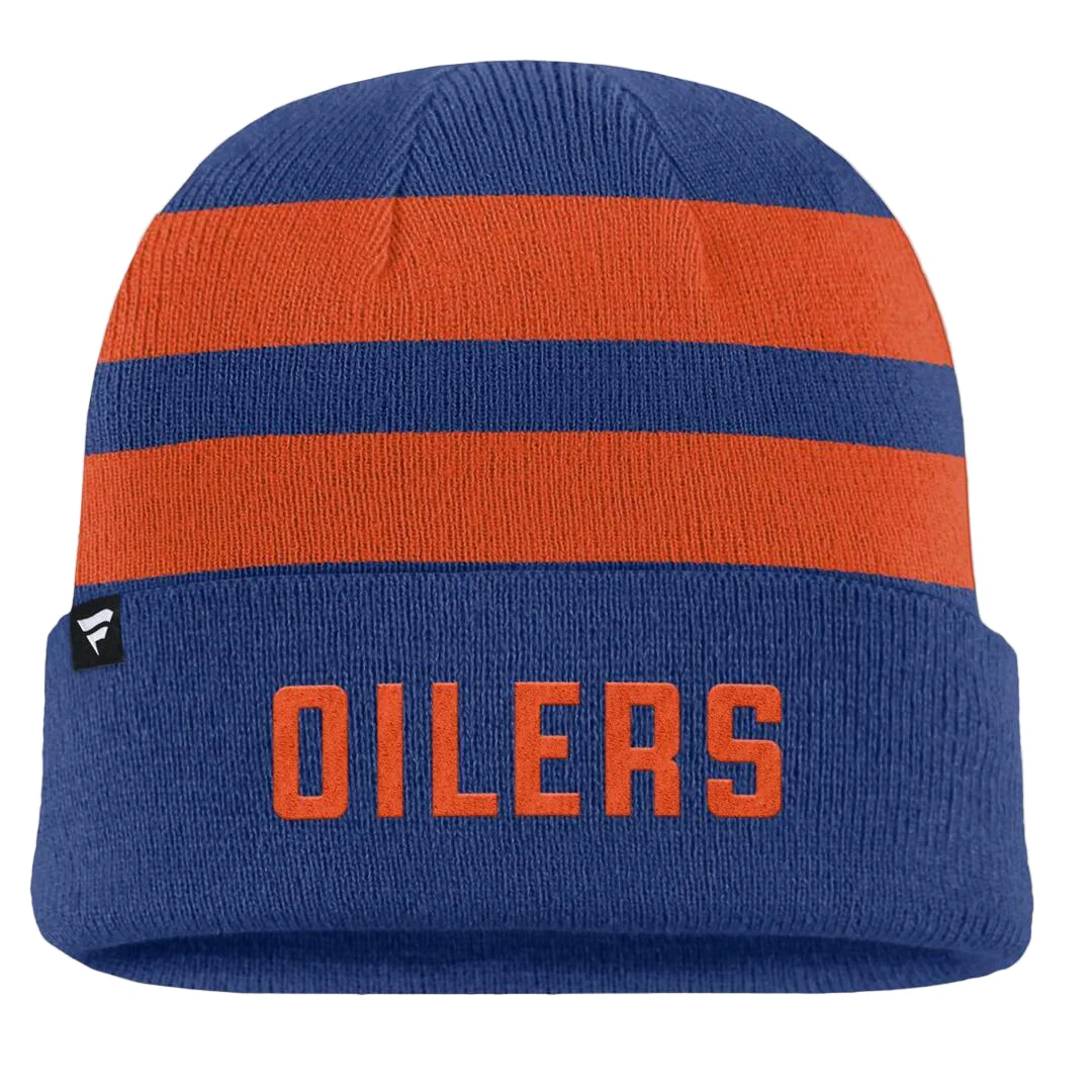 Fanatics Men's NHL Edmonton Oilers 2025 Swipe Cuffed Knit Toque Blue - Image 2