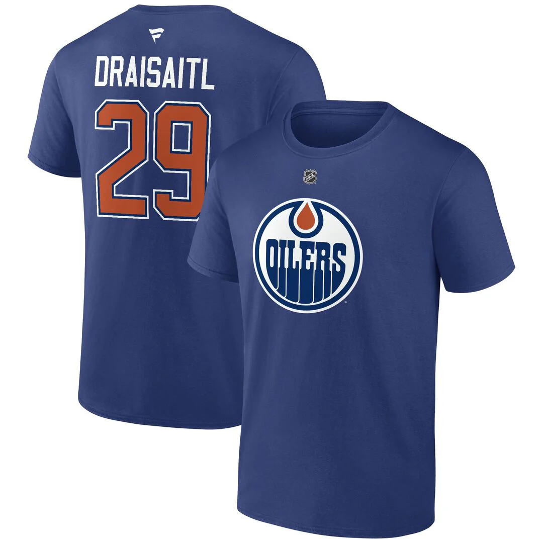 Fanatics Men's NHL Edmonton Oilers Leon Draisaitl T-Shirt - Image 3