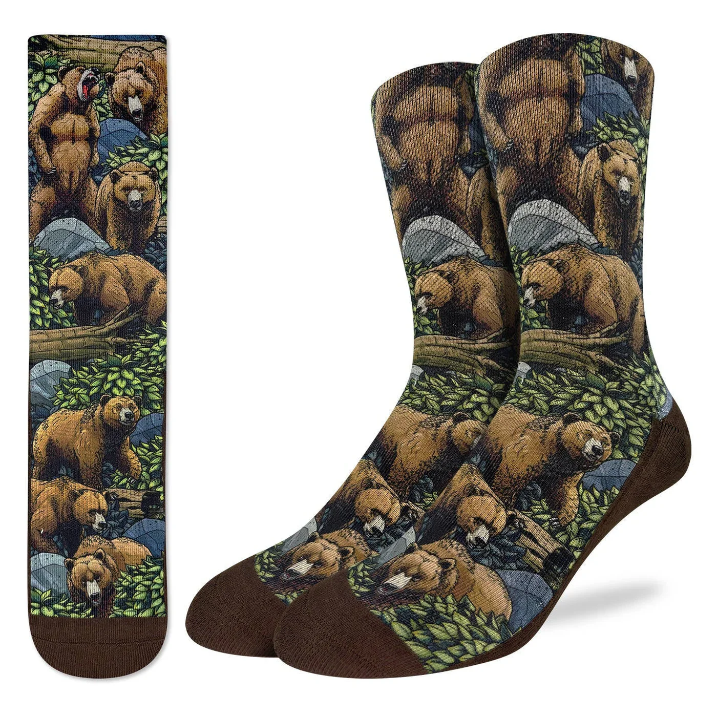Good Luck Sock Men's Active Fit Socks Grizzly Bears