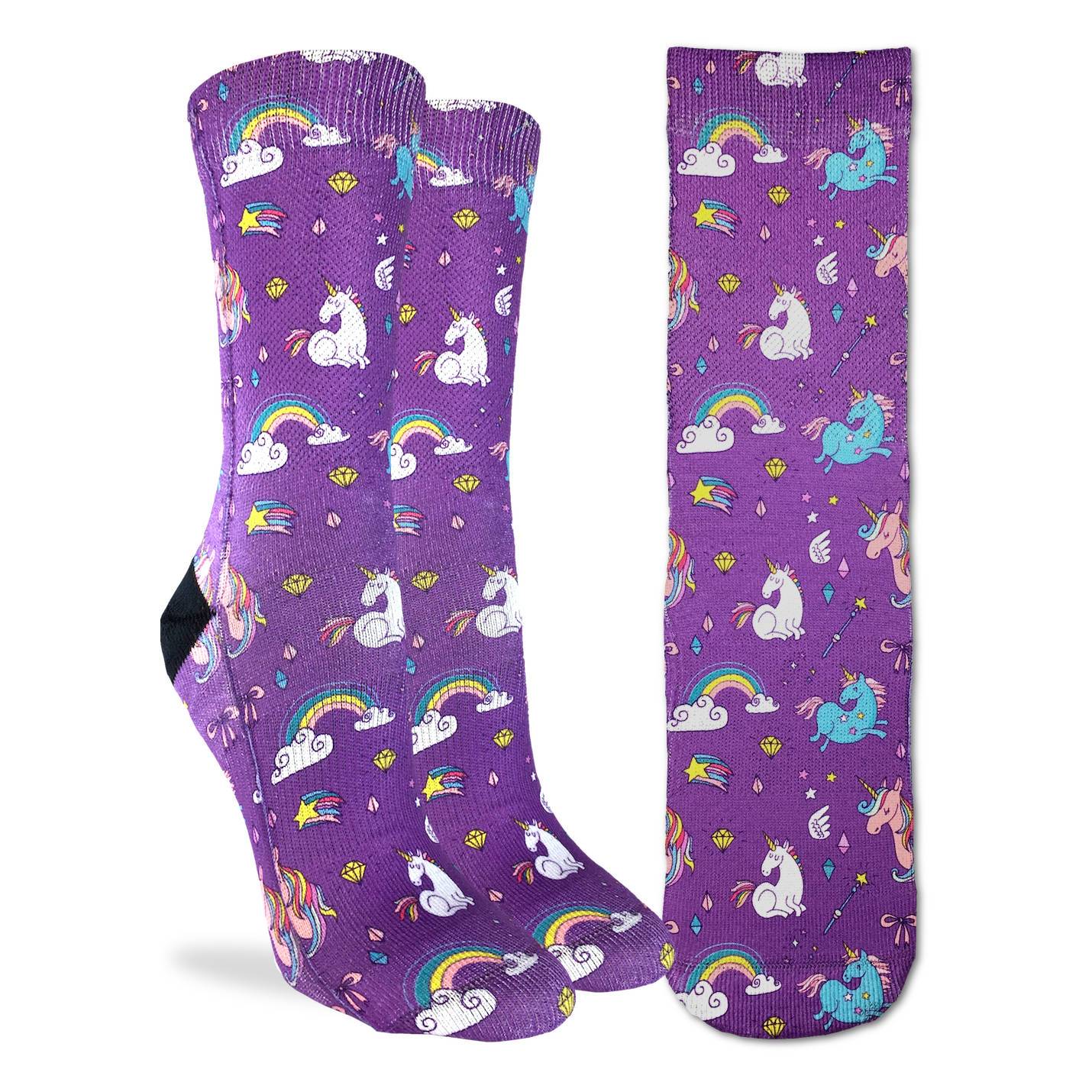Good Luck Sock Women's Rainbows & Unicorns - Shoe Size 5-9