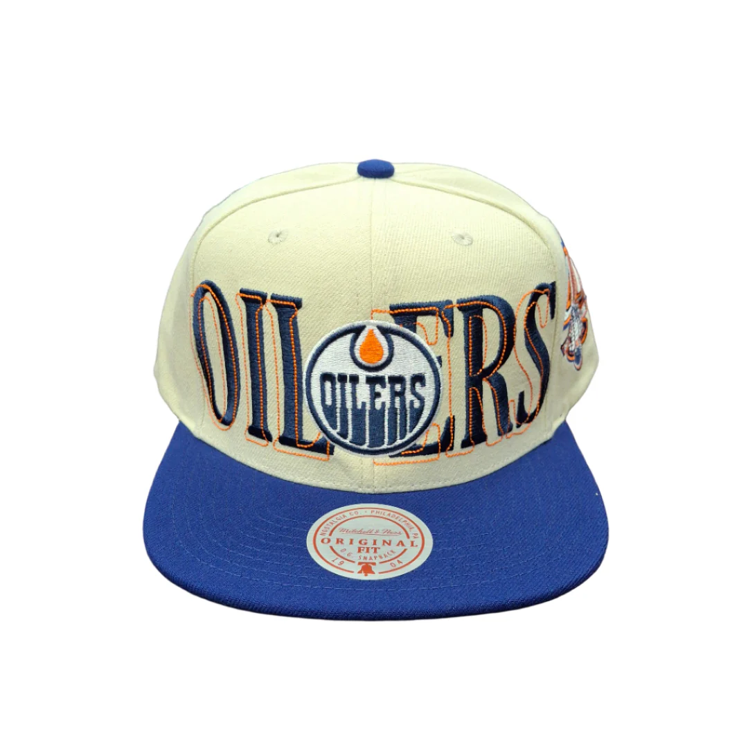 Mitchell & Ness Men's NHL Edmonton Oilers Across The Board Flatbrim Snapback Hat - Image 2