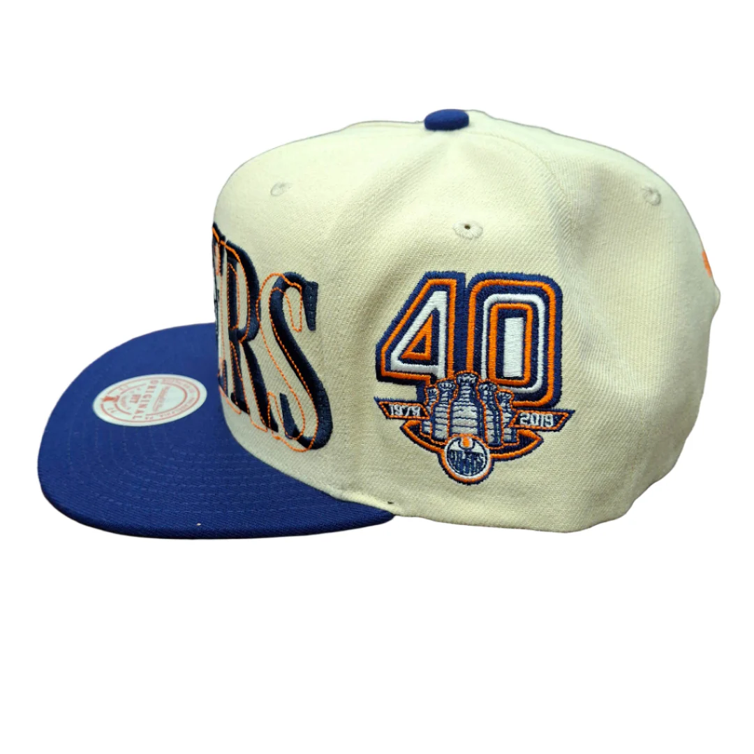 Mitchell & Ness Men's NHL Edmonton Oilers Across The Board Flatbrim Snapback Hat - Image 3