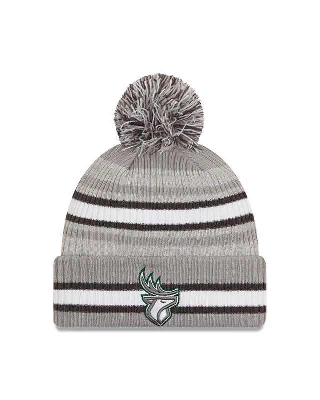 New Era Men's CFL Edmonton Elks Sideline '23 Cuffed Pom Knit Grey