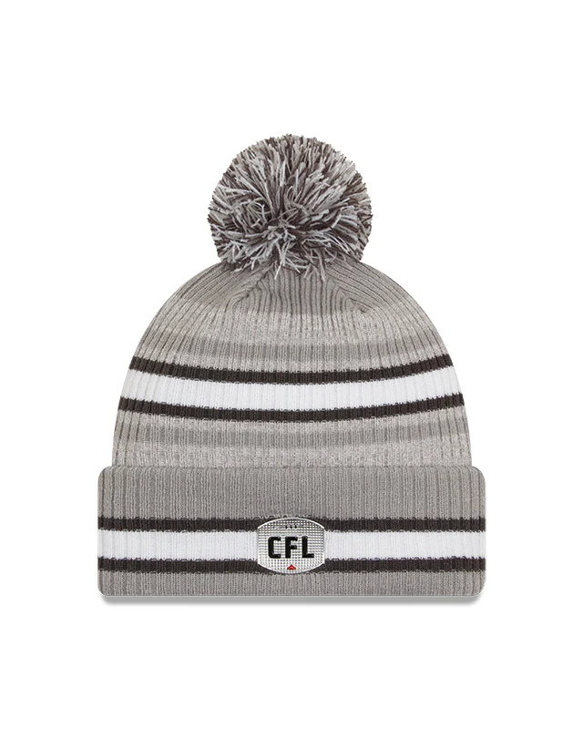 New Era Men's CFL Edmonton Elks Sideline '23 Cuffed Pom Knit Grey - Image 2