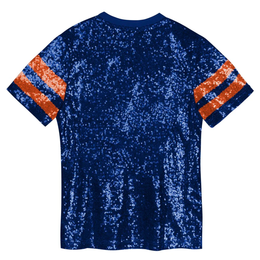 NHL Branded Girl's Edmonton Oilers Glam Sequined T-Shirt - Image 2