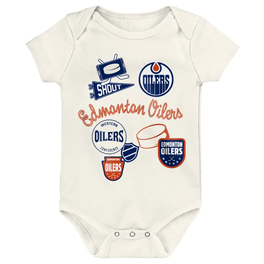 NHL Branded Infant Edmonton Oilers Littlest Player 3-Pack Creeper Set - Image 4