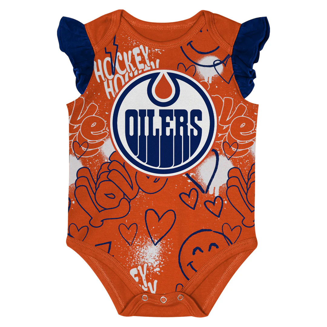 NHL Branded Infant Edmonton Oilers Team Star 2-Pack Creeper Set - Image 4