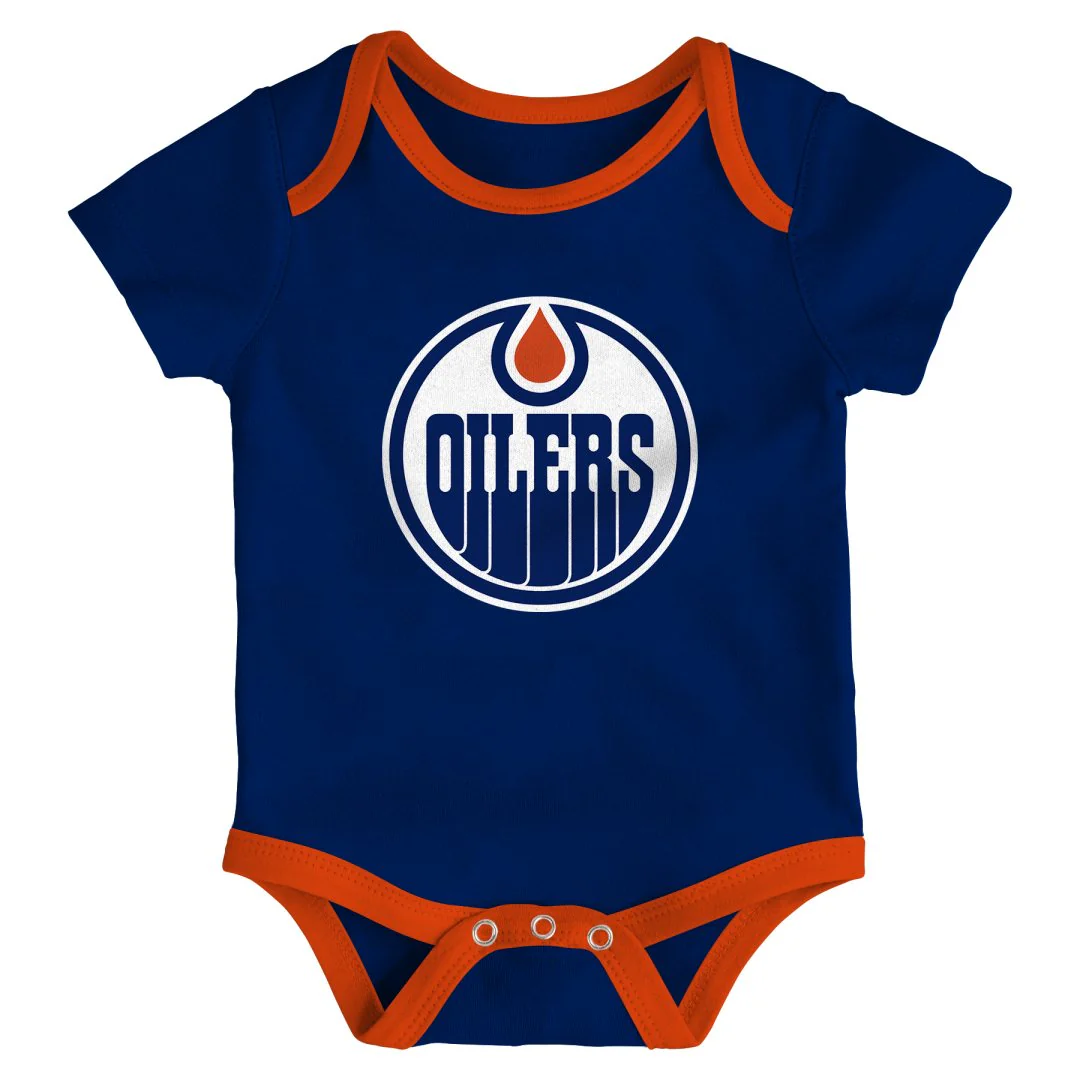 NHL Branded Infant Edmonton Oilers Triple Header 3-Pack Creeper Set - Image 2