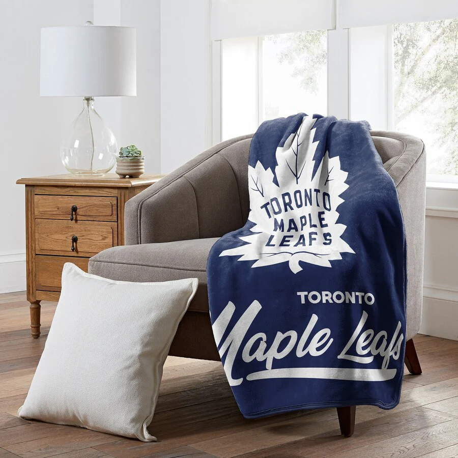 Northwest NHL Toronto Maple Leafs Signature Raschel Throw Blanket 50"x60" - Image 2