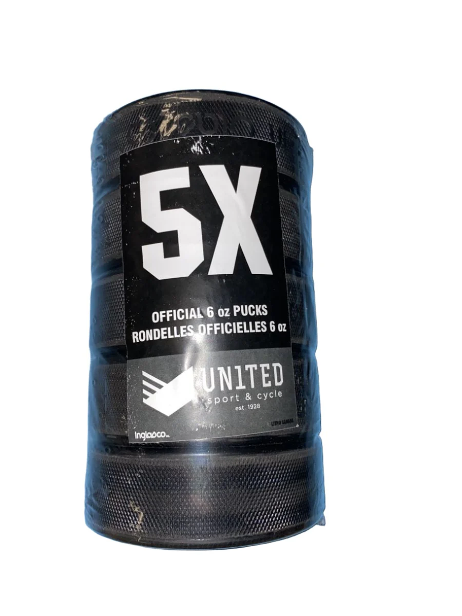 Inglasco 5-Pack UNITED Sport & Cycle Official Hockey Puck