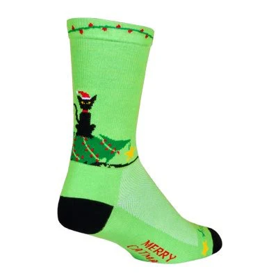 SockGuy Merry Catmas 6" Crew Bike Sock - Image 3