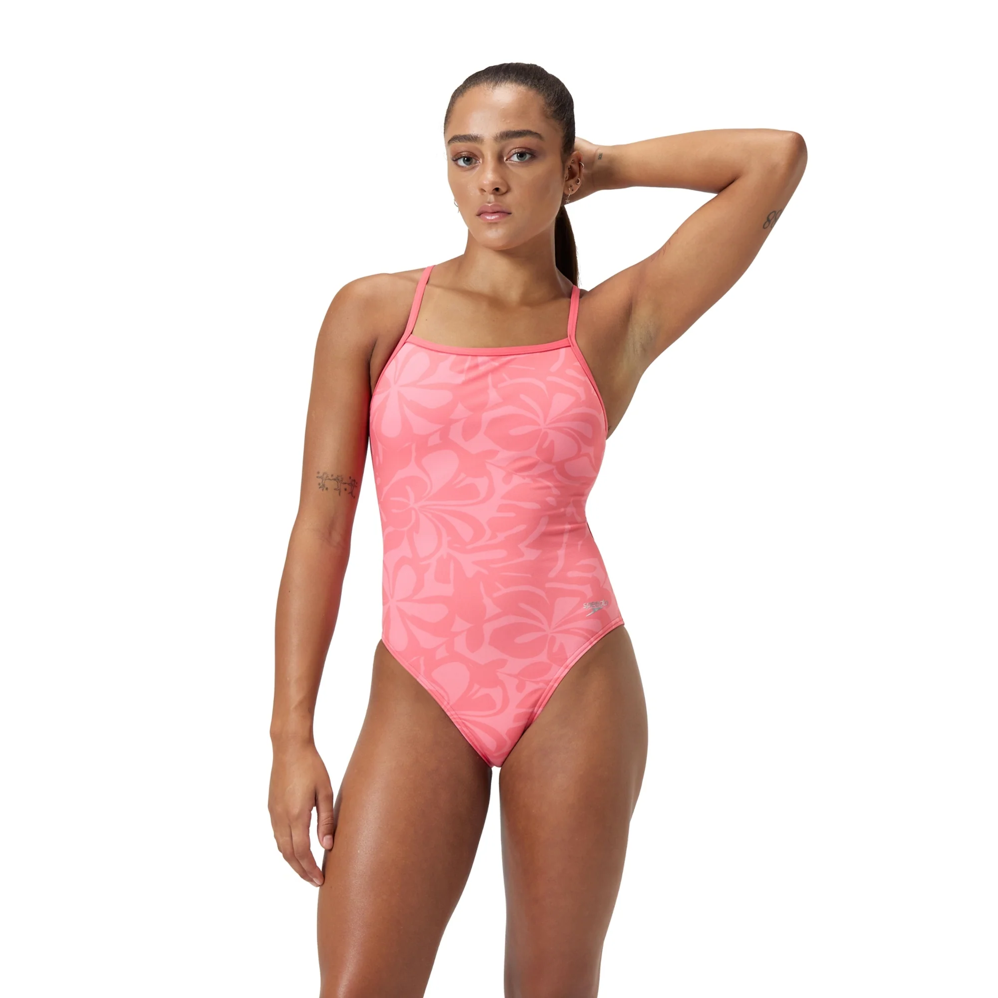 Speedo Women's Printed Tri Back One Piece Swimsuit