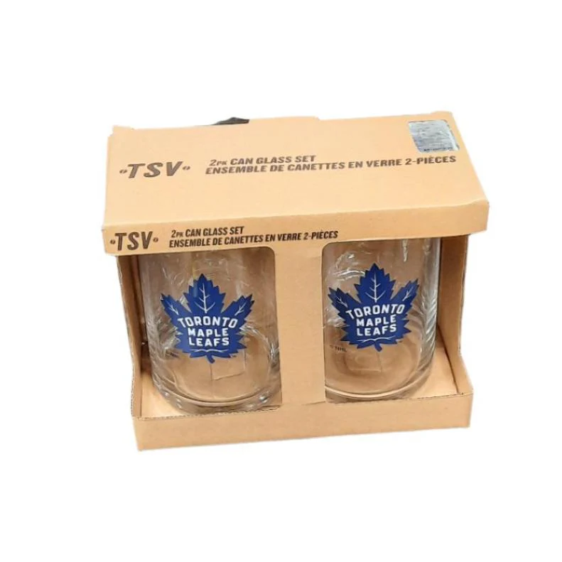 The Sports Vault 16 oz NHL Toronto Maple Leafs 2-Pack Can Glass Set