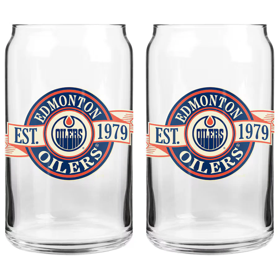 The Sports Vault NHL Edmonton Oilers 2 Pack Banner Glass Set 16oz