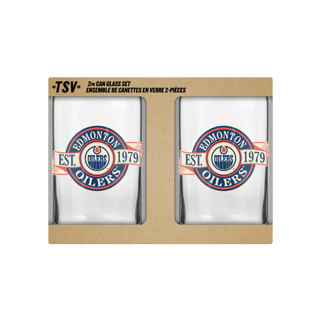 The Sports Vault NHL Edmonton Oilers 2 Pack Banner Glass Set 16oz - Image 2