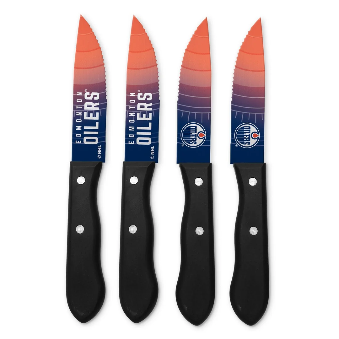 The Sports Vault NHL Edmonton Oilers 4-Piece Steak Knife Set