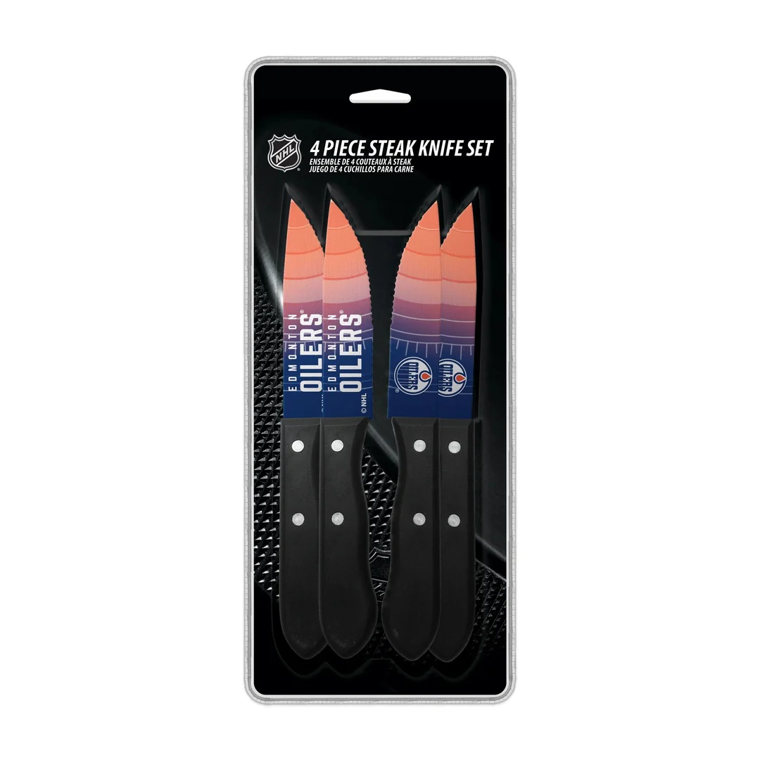The Sports Vault NHL Edmonton Oilers 4-Piece Steak Knife Set - Image 3